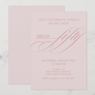 Simple Modern Caligraphy Fifty 50th Birthday Party Invitation