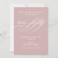 Simple Modern Caligraphy Fifty 50th Birthday Party