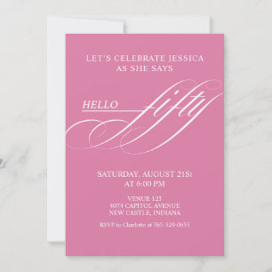Simple Modern Caligraphy Fifty 50th Birthday Party Invitation
