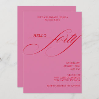 Simple Modern Caligraphy Forty 40th Birthday Party Invitation