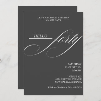 Simple Modern Caligraphy Forty 40th Birthday Party Invitation