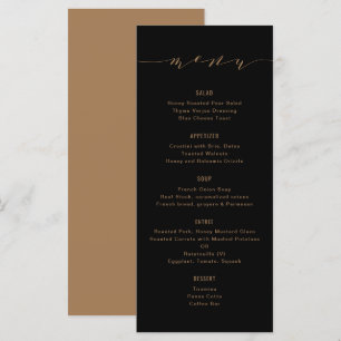 Simple Modern Calligraphy Black and Bronze Menu