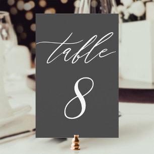 Simple Modern Calligraphy Charcoal Wedding Table Invitation