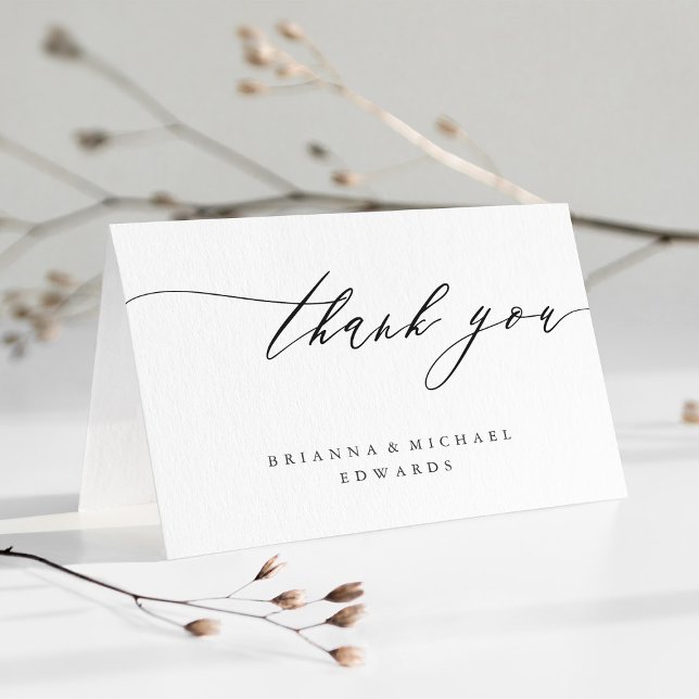 Simple Modern Calligraphy Folded Thank You Card (Creator Uploaded)