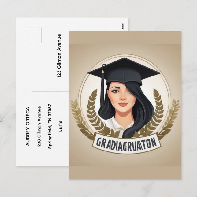 Simple Modern Calligraphy Graduation Invitation (Front/Back)