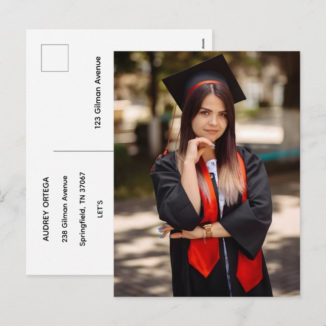 Simple Modern Calligraphy Graduation Invitation (Front/Back)