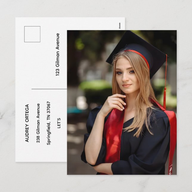 Simple Modern Calligraphy Graduation Invitation  (Front/Back)