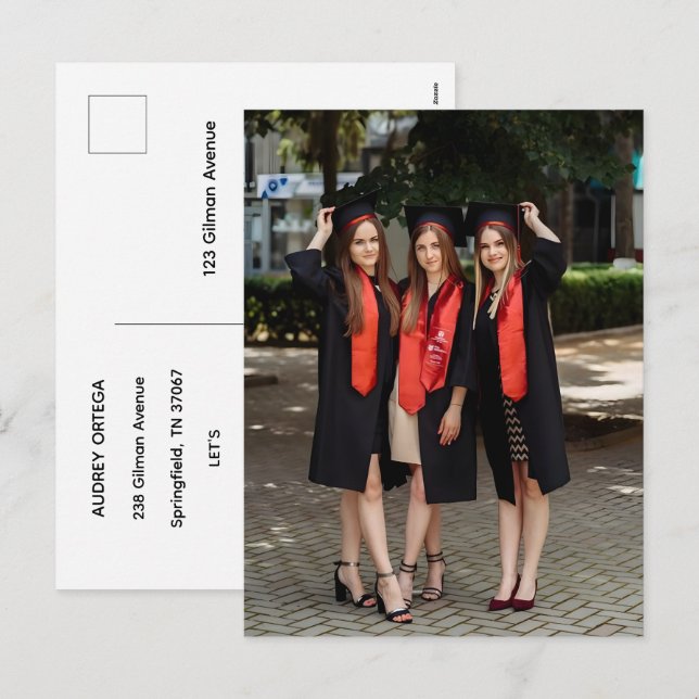 Simple Modern Calligraphy Graduation Invitation (Front/Back)