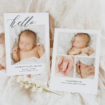 Simple Modern Calligraphy Hello Baby Photo Birth Announcement<br><div class="desc">Simple Modern Calligraphy Hello Baby Photo Birth Announcement features a single large photo on the front,  with modern calligraphy,  plus three photos on the back.</div>