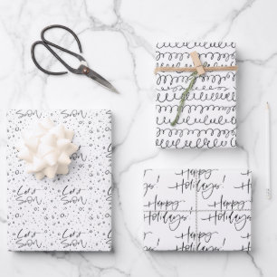 Simple Modern Calligraphy Holiday Wrapping Sheets