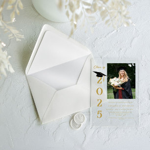 Simple Modern Calligraphy Photo Graduation Acrylic Invitations