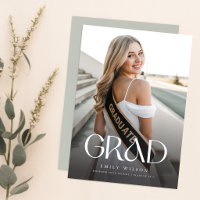 Simple Modern Calligraphy Photo Graduation Party