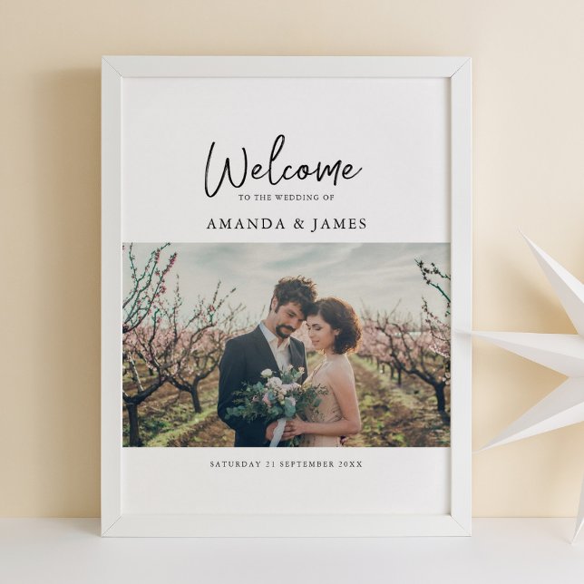 Simple Modern Calligraphy Photo Wedding Welcome Poster (Creator Uploaded)