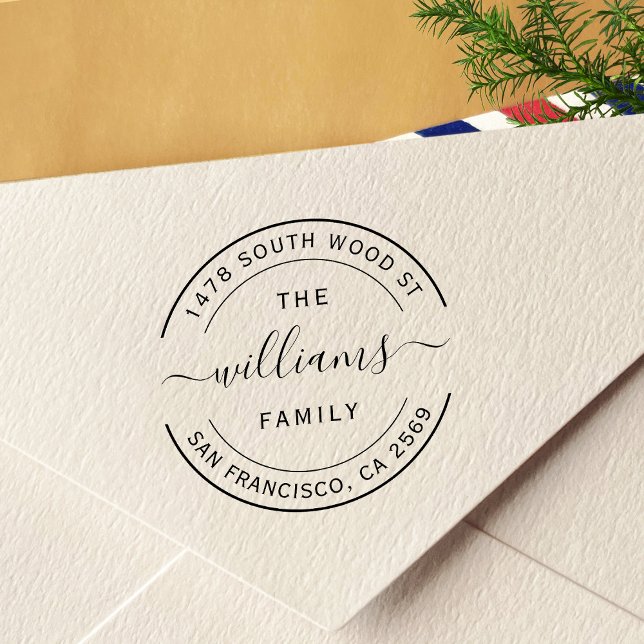 Simple Modern Calligraphy Return Address Self-inking Stamp (Creator Uploaded)