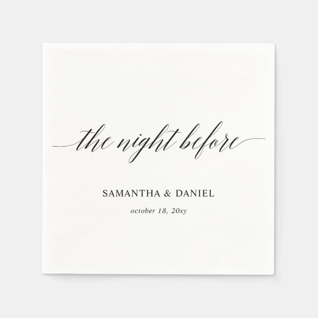 Simple Modern Calligraphy Script Rehearsal Dinner  Napkin (Front)