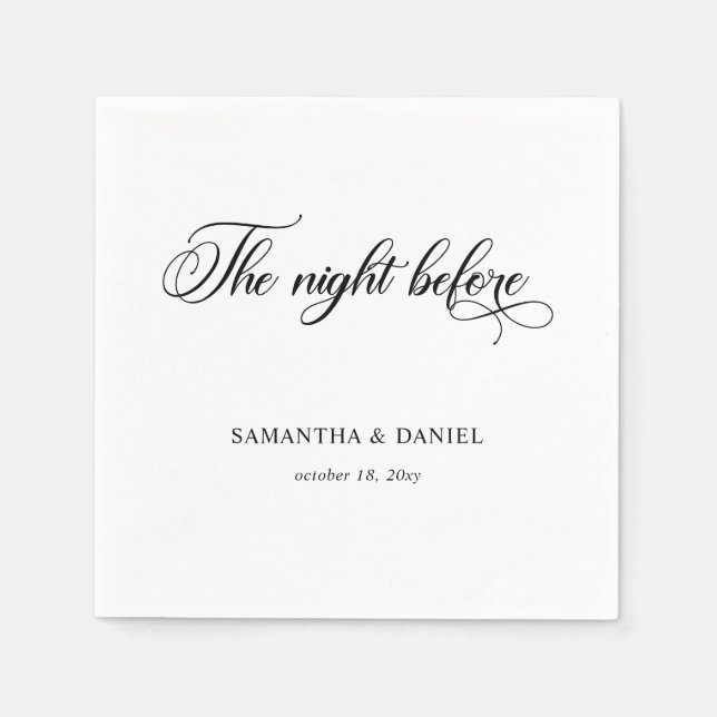 Simple Modern Calligraphy Script Rehearsal Dinner  Napkin (Front)
