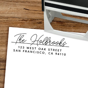 Simple Modern Calligraphy Script Return Address Self-inking Stamp