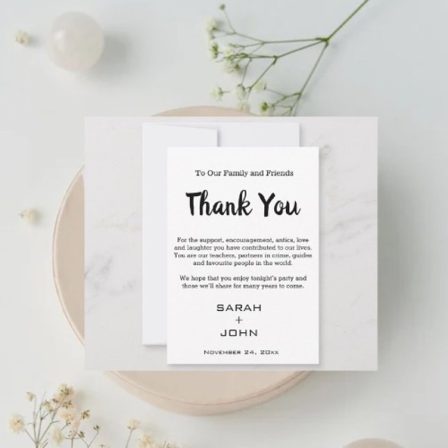 Simple Modern Calligraphy Thank You Card (Simple Elegant Wedding Thank You Card )