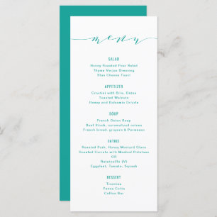 Simple Modern Calligraphy Turquoise Menu