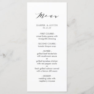Simple Modern Calligraphy Wedding Menu
