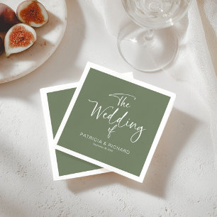 Simple Modern Calligraphy Wedding Napkin