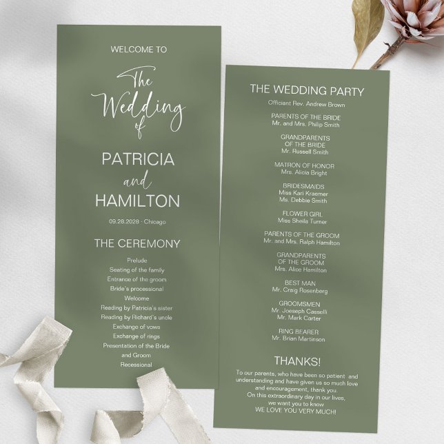 Simple Modern Calligraphy Wedding Program (Creator Uploaded)