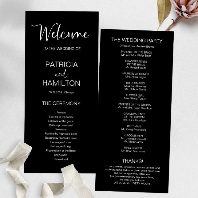 Simple Modern Calligraphy Wedding Program (Creator Uploaded)