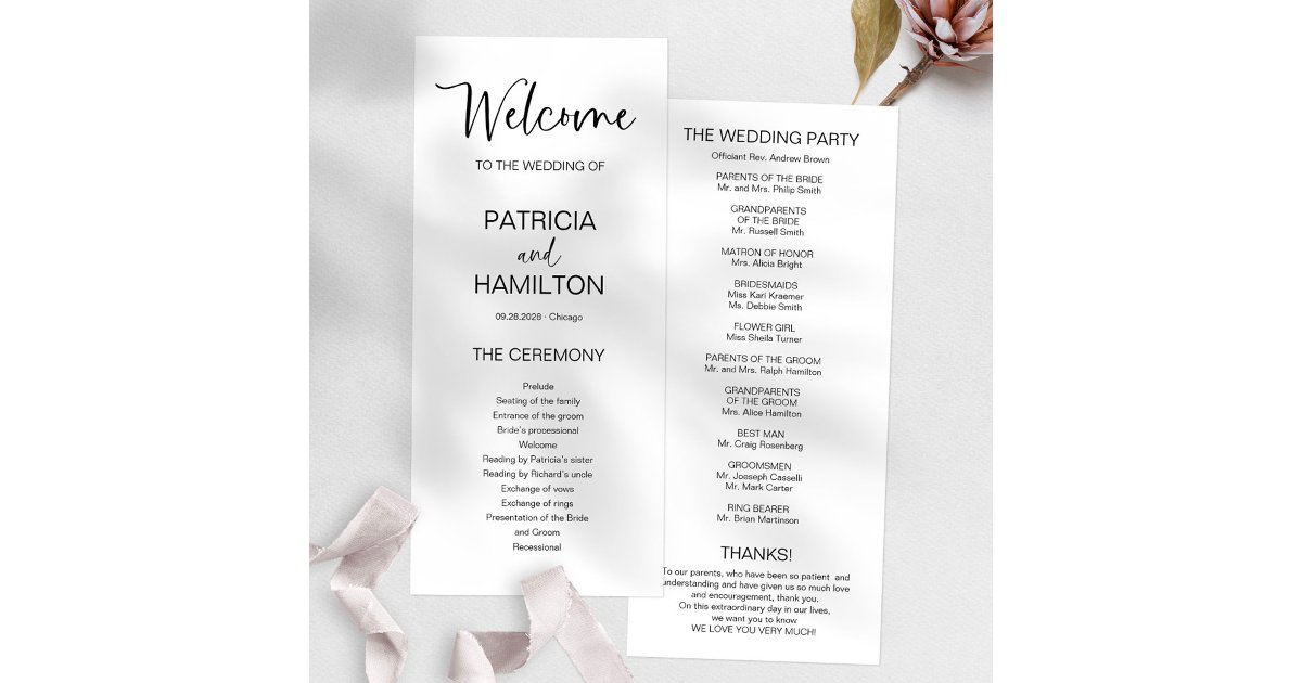 Simple Modern Calligraphy Wedding Program | Zazzle