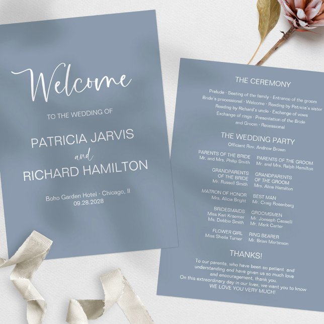 Simple Modern Calligraphy Wedding Program Invitation (Creator Uploaded)