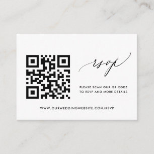 Simple Modern Calligraphy Wedding RSVP QR Code Enclosure Card