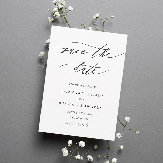 Simple Modern Calligraphy Wedding Save the Date (Creator Uploaded)