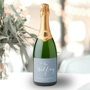 Simple Modern Calligraphy Wedding Sparkling Wine Label