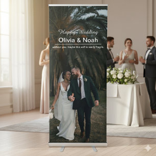 Simple Modern Calligraphy Wedding Welcome Photo Retractable Banner