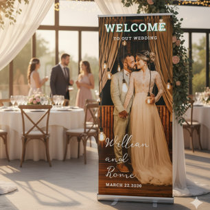 Simple Modern Calligraphy Wedding Welcome Photo Retractable Banner