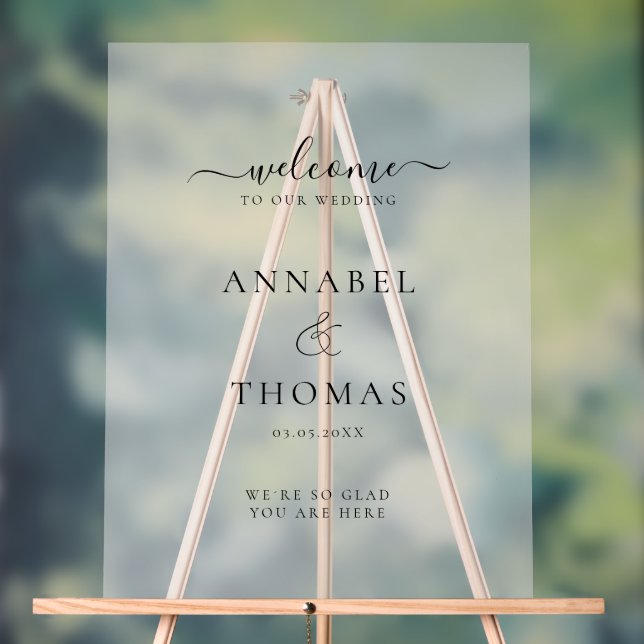 Simple Modern Calligraphy "Welcome"  Wedding Acrylic Sign (Neutral)