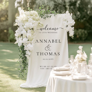 Simple Modern Calligraphy "Welcome"  Wedding Banner