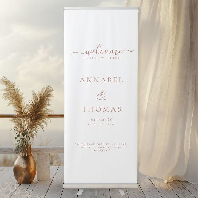 Simple Modern Calligraphy "Welcome" Wedding  Retractable Banner (Simple Modern Calligraphy "Welcome" Wedding Retractable Banner with your name and date.)