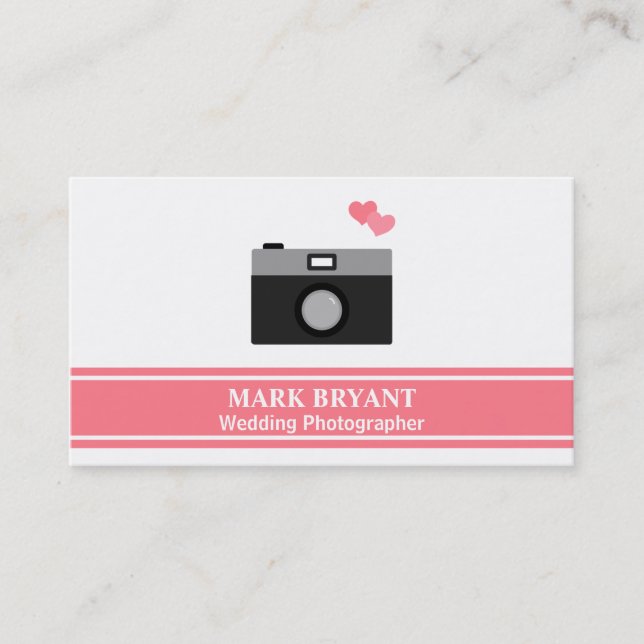 Simple, Modern, Camera, Wedding Photographer Business Card (Front)