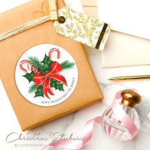 Simple Modern Cany Cane Christmas Stickers