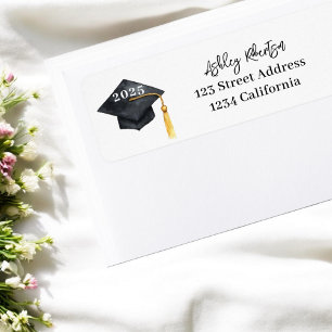 Simple modern Cap tassel watercolor graduation 