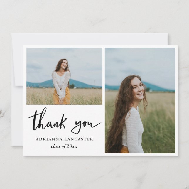 Simple Modern Casual Graduate Thank You  Card (Front)