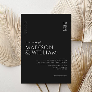 Simple Modern Chic Black and White Wedding Invitation
