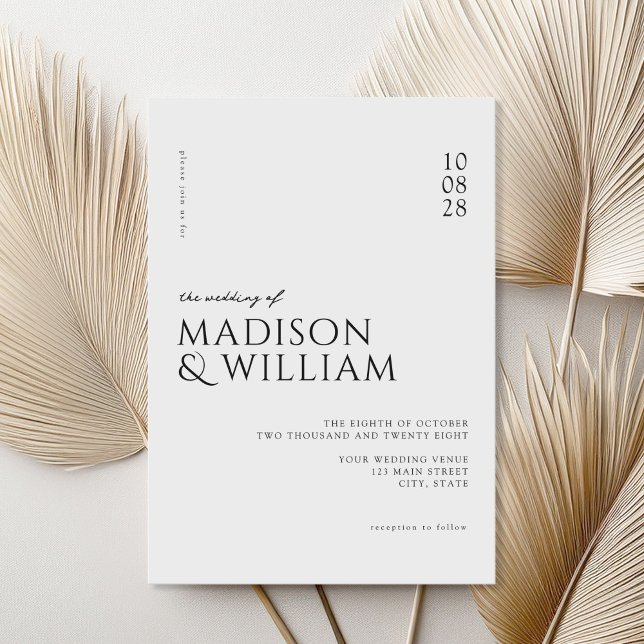 Simple Modern Chic Black and White Wedding Invitation (Creator Uploaded)