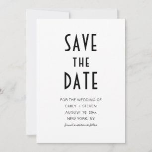 Simple Modern Chic Black Typography Photo Save The Date
