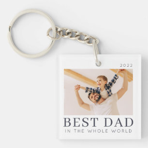 Simple Modern Chic Custom Best Dad Photo Key Ring