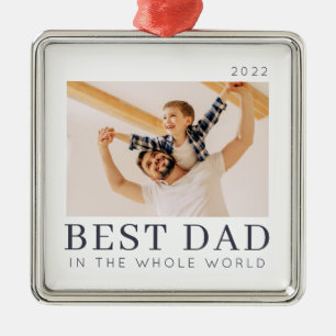 Simple Modern Chic Custom Best Dad Photo Metal Tree Decoration