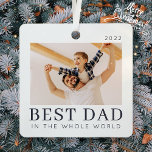 Simple Modern Chic Custom Best Dad Photo Metal Tree Decoration<br><div class="desc">Design is composed of modern chic typography with sans serif and serif font.</div>