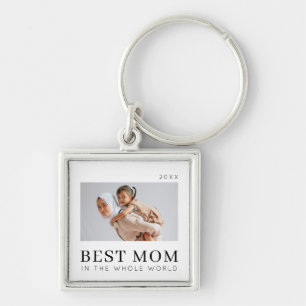 Simple Modern Chic Custom Best Mum Photo Key Ring
