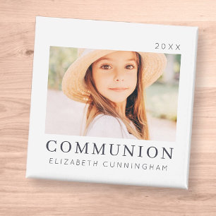 Simple Modern Chic Custom First Communion Photo Magnet