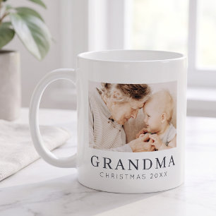 Simple Modern Chic Custom Grandma Photo Holiday Coffee Mug